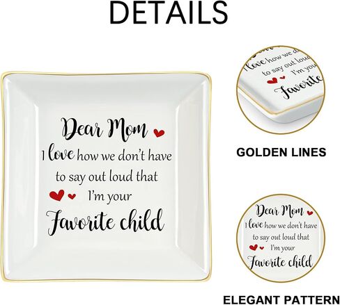 Homlouue Gfits for Mom Ring Dish Dear Mom I'm Your Favorite Child Jewelry Tray Mom Gifts Mothers Day Gifts from Daughter Son Kids Best Birthday Gifts Christmas Gifts for Mom in Saudi Arabia