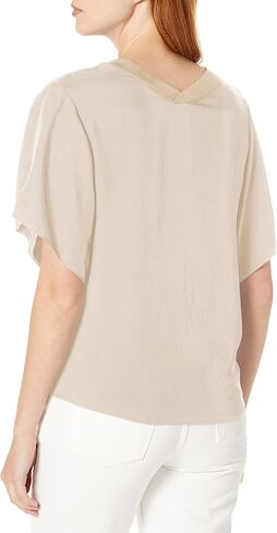 Vince Women's Rib Trim Dbl V-Neck S/S Tee in Saudi Arabia