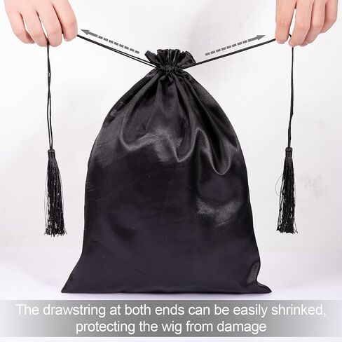 12 قطعة من حقائب الشعر المستعار الحريري مقاس 40.64 سم × 30.48 سم - أكياس تخزين أدوات الشعر المستعار الناعمة مع شرابة برباط لتغليف وصلات الشعر والشعر المستعار وحزم حاوية هدايا محمولة للاستخدام المنزلي في صالون السفر (أحمر وردي وأحمر) in Kuwait