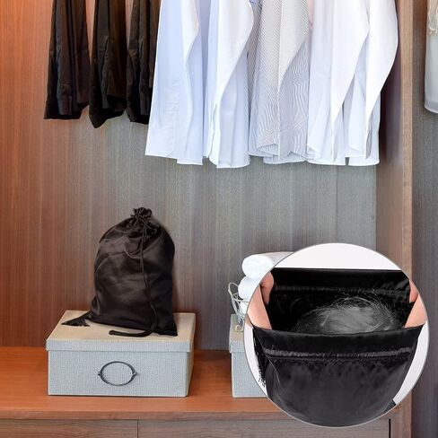 12 قطعة من حقائب الشعر المستعار الحريري مقاس 40.64 سم × 30.48 سم - أكياس تخزين أدوات الشعر المستعار الناعمة مع شرابة برباط لتغليف وصلات الشعر والشعر المستعار وحزم حاوية هدايا محمولة للاستخدام المنزلي في صالون السفر (أحمر وردي وأحمر) in Kuwait