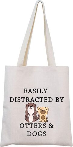 MNIGIU Otter Gift Dog Lover Makeup Bag Easily Distracted by Otters and Dogs Zipper Pouch Bag Gift (book sleeve) in Kuwait