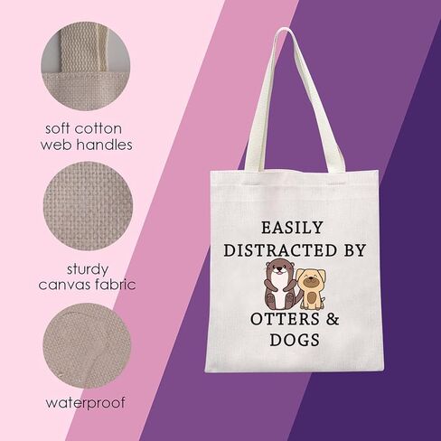 MNIGIU Otter Gift Dog Lover Makeup Bag Easily Distracted by Otters and Dogs Zipper Pouch Bag Gift (book sleeve) in Kuwait