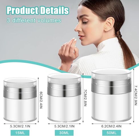 يوسبيدي عبوة من 3 برطمانات بمضخة بدون هواء، زجاجة كريم فارغة قابلة لاعادة الملء، حاويات لوشن فارغة بحجم مناسب للسفر مع موزع مضخة للنساء والرجال، مع ملصق، 0.5 اونصة/1 اونصة/1.7 اونصة (3) in Kuwait