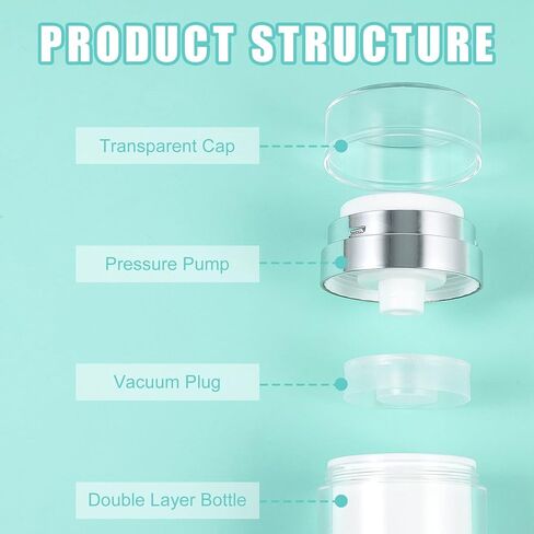 يوسبيدي عبوة من 3 برطمانات بمضخة بدون هواء، زجاجة كريم فارغة قابلة لاعادة الملء، حاويات لوشن فارغة بحجم مناسب للسفر مع موزع مضخة للنساء والرجال، مع ملصق، 0.5 اونصة/1 اونصة/1.7 اونصة (3) in Kuwait