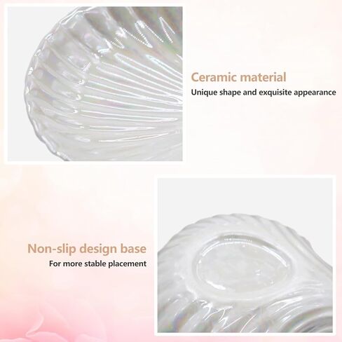 Ring Holder Dish Jewelry Tray,Shell Shape Ceramic Engagement Ring Holder Trinket Dish for Organizing Rings Earrings Keys Birthday Engagement Wedding Gifts for Couples Women in Kuwait