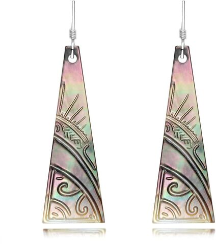 أقراط متدلية من عرق اللؤلؤ التاهيتي، عرق اللؤلؤ من المحار الأسود، فضة إسترلينية مطلية بالذهب الأبيض عيار 18 قيراط in Kuwait