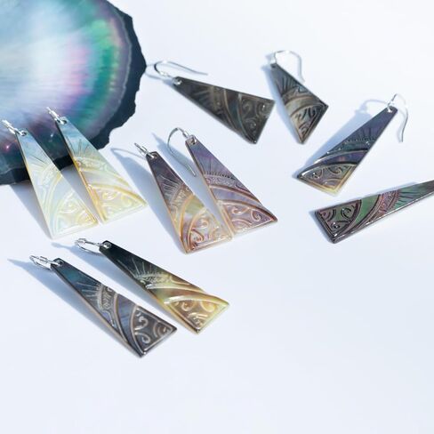 أقراط متدلية من عرق اللؤلؤ التاهيتي، عرق اللؤلؤ من المحار الأسود، فضة إسترلينية مطلية بالذهب الأبيض عيار 18 قيراط in Kuwait