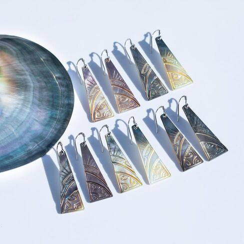 أقراط متدلية من عرق اللؤلؤ التاهيتي، عرق اللؤلؤ من المحار الأسود، فضة إسترلينية مطلية بالذهب الأبيض عيار 18 قيراط in Kuwait