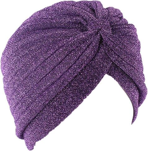 Canjoyn للجنسين بريق تويست مطوي الشعر التفاف تمتد عمامة قبعة قبعة صغيرة الكيميائي غطاء الرأس الأسود in Kuwait