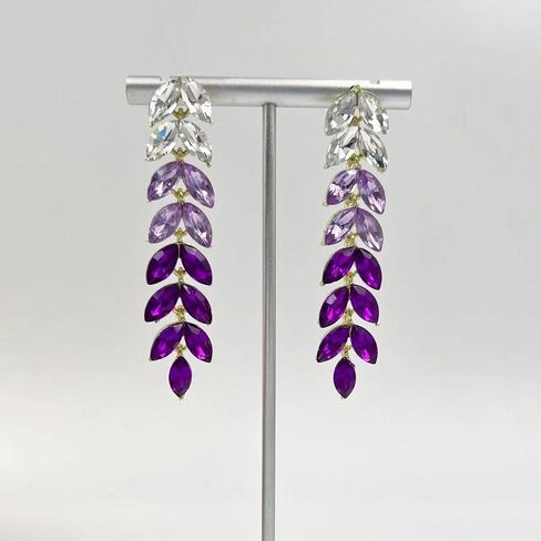 Purple Rhinestone Tassel Earrings for Women,Glitter Crystal Purple Chandelier Earrings Rhinestone Drop Earrings in Kuwait