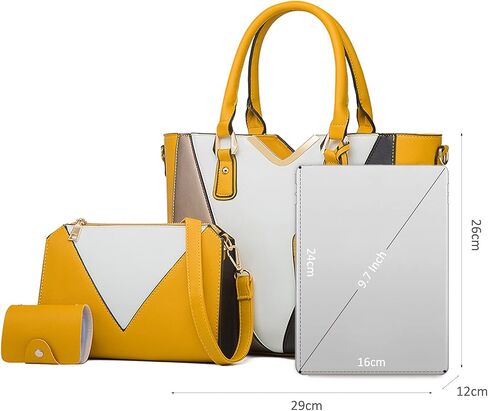 NICOLE & DORIS Women Handbags Fashion Colour Block Shoulder Bag Large Tote Bags Crossbody Bag Clutch Bags 4-in-1 Set Bag in Kuwait