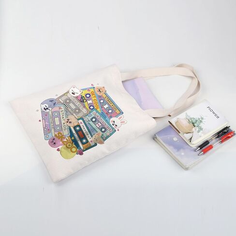 SKZ Kpop Canvas Tote Bag Stay Fandom Gifts SKZ K-POP Boy Group Gift SKZ Character Tote Bag K-POP Music Lover Merch in Saudi Arabia