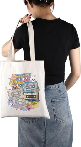 SKZ Kpop Canvas Tote Bag Stay Fandom Gifts SKZ K-POP Boy Group Gift SKZ Character Tote Bag K-POP Music Lover Merch in Saudi Arabia