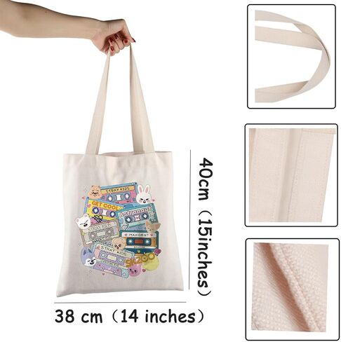 SKZ Kpop Canvas Tote Bag Stay Fandom Gifts SKZ K-POP Boy Group Gift SKZ Character Tote Bag K-POP Music Lover Merch in Saudi Arabia