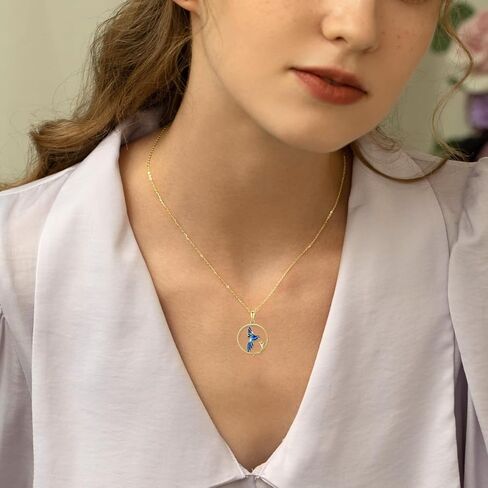 AHTAMOS 14k Solid Gold Hummingbird Necklace for Women 14K Gold Dainty Hummingbird with Rose Flower Pendant Necklace for Women in Kuwait