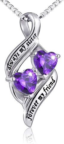 DAOCHONG 925 Sterling Silver Always My Sister Daughter Mother Forever My Friend Love Heart Sister Necklace for Women Sister Mother Gift in Saudi Arabia