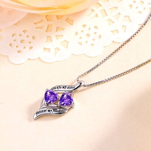 DAOCHONG 925 Sterling Silver Always My Sister Daughter Mother Forever My Friend Love Heart Sister Necklace for Women Sister Mother Gift in Saudi Arabia