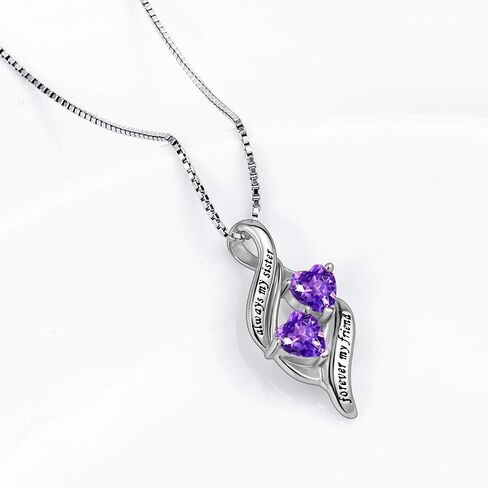 DAOCHONG 925 Sterling Silver Always My Sister Daughter Mother Forever My Friend Love Heart Sister Necklace for Women Sister Mother Gift in Saudi Arabia