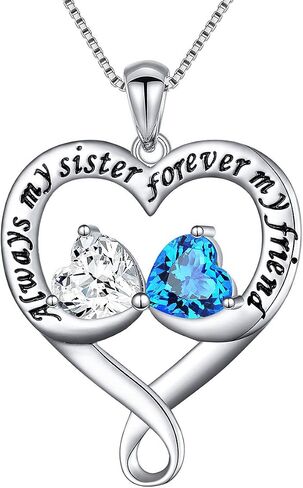 DAOCHONG 925 Sterling Silver Always My Sister Daughter Mother Forever My Friend Love Heart Sister Necklace for Women Sister Mother Gift in Saudi Arabia