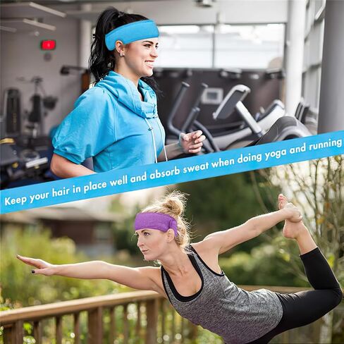 Cielasis Thicker Velcro Headbands Women, Workout Running Headband, Cooling Sweat Wicking Headbands, Sports Headhands Head Band for Yoga, Running,Tennis,Golf, Gym, Camping in Kuwait