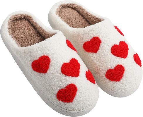 Valentine's Day Slippers Heart Soft Plush Slippers Keep Warm Couples Slides for Women Valentine's Day Home in Saudi Arabia