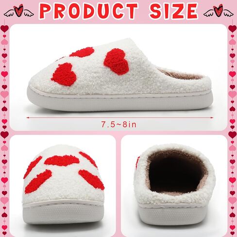 Valentine's Day Slippers Heart Soft Plush Slippers Keep Warm Couples Slides for Women Valentine's Day Home in Saudi Arabia