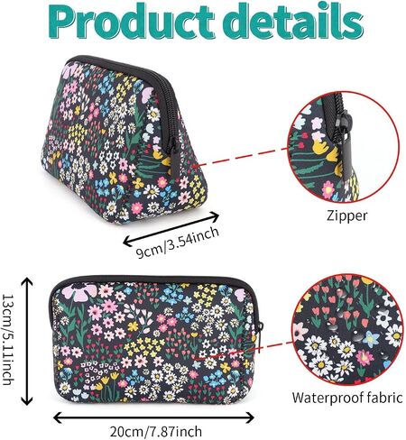 حقيبة مستحضرات التجميل من AJLTPA مقاومة للماء من النيوبرين بسحاب، حقيبة سفر محمولة لأدوات الزينة وحقائب المكياج للنساء والفتيات in Kuwait