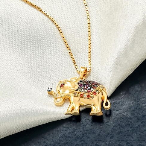 Ross-Simons 0.50 ct. t.w. Multicolored Sapphire Elephant Pendant Necklace in 18kt Gold Over Sterling. 18 inches in Saudi Arabia