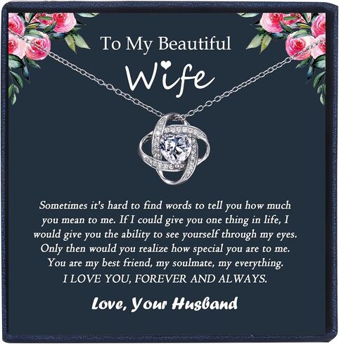 EPIRORA Sterling Silver Cubic Zirconia Love Knot Pendant Necklace for Women, Graduation Birthday Christmas Jewelry Gifts for Friends/Wife/Sister/Daughter/Mom in Kuwait