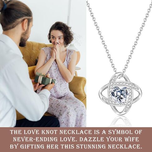 EPIRORA Sterling Silver Cubic Zirconia Love Knot Pendant Necklace for Women, Graduation Birthday Christmas Jewelry Gifts for Friends/Wife/Sister/Daughter/Mom in Kuwait