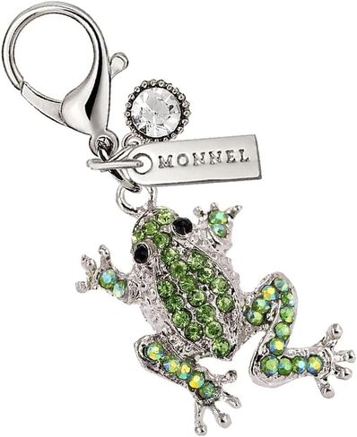 MONNEL MC344 Little Crystal Frog Lobster Clasp Charm for Women Girls with Velvet Bag (Green,1 Piece) in Saudi Arabia