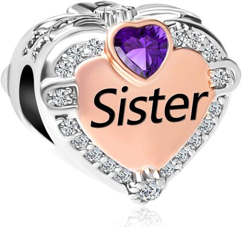 CharmSStory Rose Gold Sister Charms Heart Love Beads for Snake Chain Bracelets in Saudi Arabia