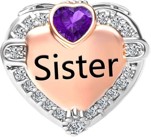 CharmSStory Rose Gold Sister Charms Heart Love Beads for Snake Chain Bracelets in Saudi Arabia