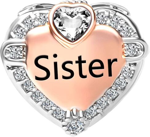 CharmSStory Rose Gold Sister Charms Heart Love Beads for Snake Chain Bracelets in Saudi Arabia