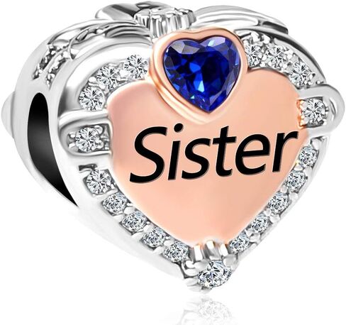 CharmSStory Rose Gold Sister Charms Heart Love Beads for Snake Chain Bracelets in Saudi Arabia