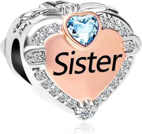 CharmSStory Rose Gold Sister Charms Heart Love Beads for Snake Chain Bracelets in Saudi Arabia