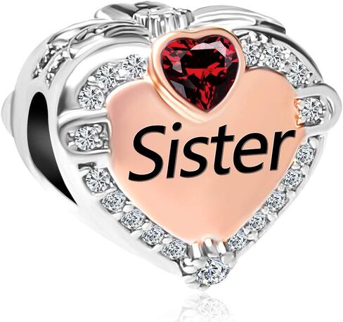 CharmSStory Rose Gold Sister Charms Heart Love Beads for Snake Chain Bracelets in Saudi Arabia