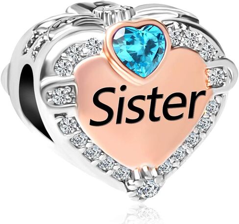 CharmSStory Rose Gold Sister Charms Heart Love Beads for Snake Chain Bracelets in Saudi Arabia