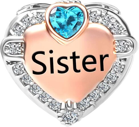 CharmSStory Rose Gold Sister Charms Heart Love Beads for Snake Chain Bracelets in Saudi Arabia
