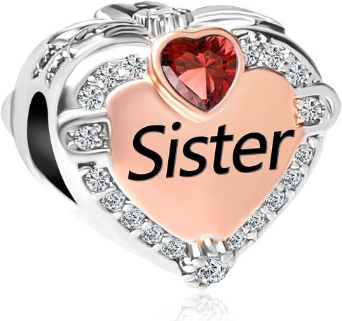 CharmSStory Rose Gold Sister Charms Heart Love Beads for Snake Chain Bracelets in Saudi Arabia