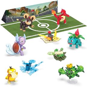 MEGA Pokémon Action Figure Building Toys Set for Kids, Trainer Team Challenge with 450 Pieces, 6 Poseable Characters and Accessories