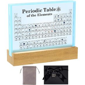 ZXMOTO Periodic Table with Real Elements Inside, Upgraded Large Cordless & Rechargeable Acrylic Periodic Table with 7 Colorful LED Lights & 83 Real Samples, Display Gift for Students, Kids and Teacher