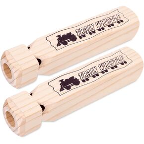 LovesTown Wooden Train Whistle for Kids, Train Whistle 4-Tone 7.3" Natural Wood Whistle for Kids Birthday Party Favors Carnival Prize