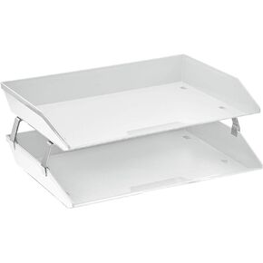 Acrimet Facility 2 Tier Letter Tray Side Load، منظم ملفات سطح المكتب، بلاستيك (لون أبيض)