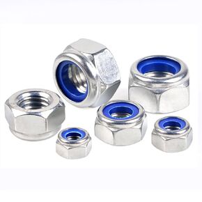 M10 Nylon Insert Hex Lock Nuts,M10 x 1.5mm Locknuts,Nylon Inserted Self Lock Nuts for Fasteners,Hex Drive, Bright Finish, 18-8Stainless Steel,Quantity 10