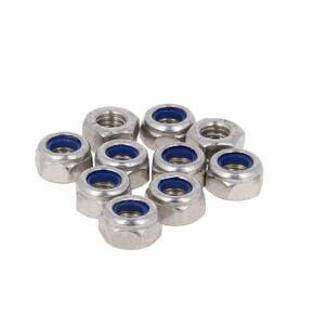 MroMax M10 x 1.5mm Nylon Insert Hex Lock Nuts Metric Self Locking Nuts 316 Stainless Steel with Nylon Insert for Industrial and Construction Fasteners 20Pcs