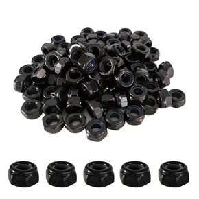 Saim M8x1.25mm Nylon Insert Hex Lock Nuts 304 Stainless Steel Locknuts, Hex Drive, Bright Finish for Replacement Nuts 25PCS Black