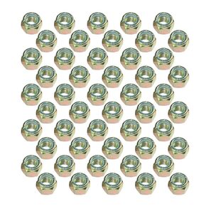 3/8" Nylon Lock Nut, Carbon Steel by Color Galvanization,Grade 4.8(50pcs Pack)