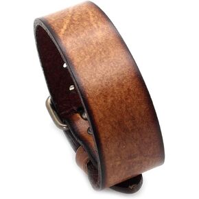 Pitmmord Punk Rock Faux Leather Wristband Retro Simple Adjustable Belt Buckle Bracelet Arm Band Cuff Bracelet