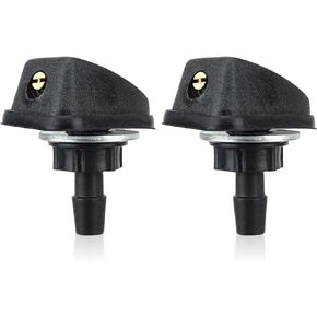 Fluher 2 PCS Car Front Windshield Washer Set, Sprayer Head Single Hole Adjustable Fan-shaped Wiper Nozzles, Throttle High Efficiency Clean Pump Replacement Parts, Universal for Most Cars (Black)